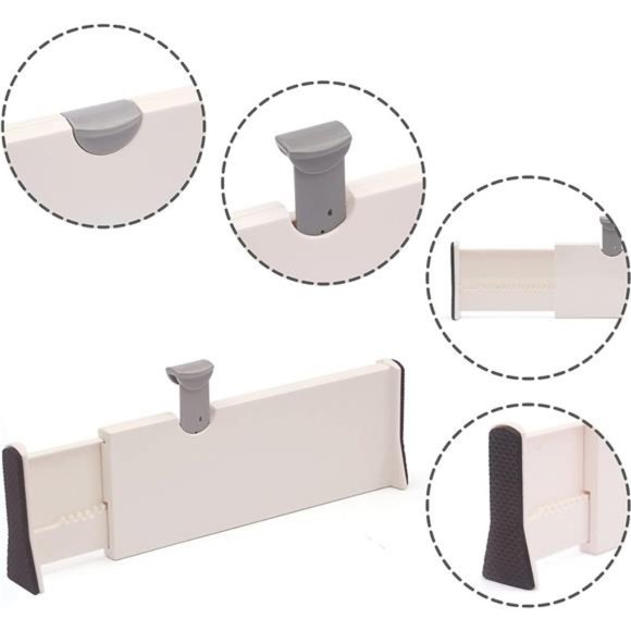 4 Pack Adjustable Dresser Drawer Dividers Organizers, Plastic Expandable Drawer - Picture 3 of 7